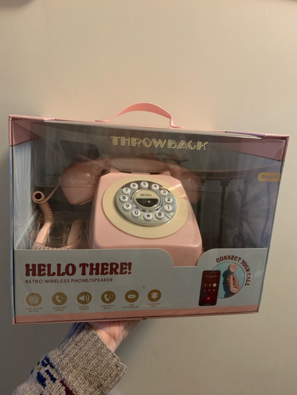 Hello There! Retro Wireless Phone and Bluetooth Speaker Throwback Pink NIB - Picture 2 of 5